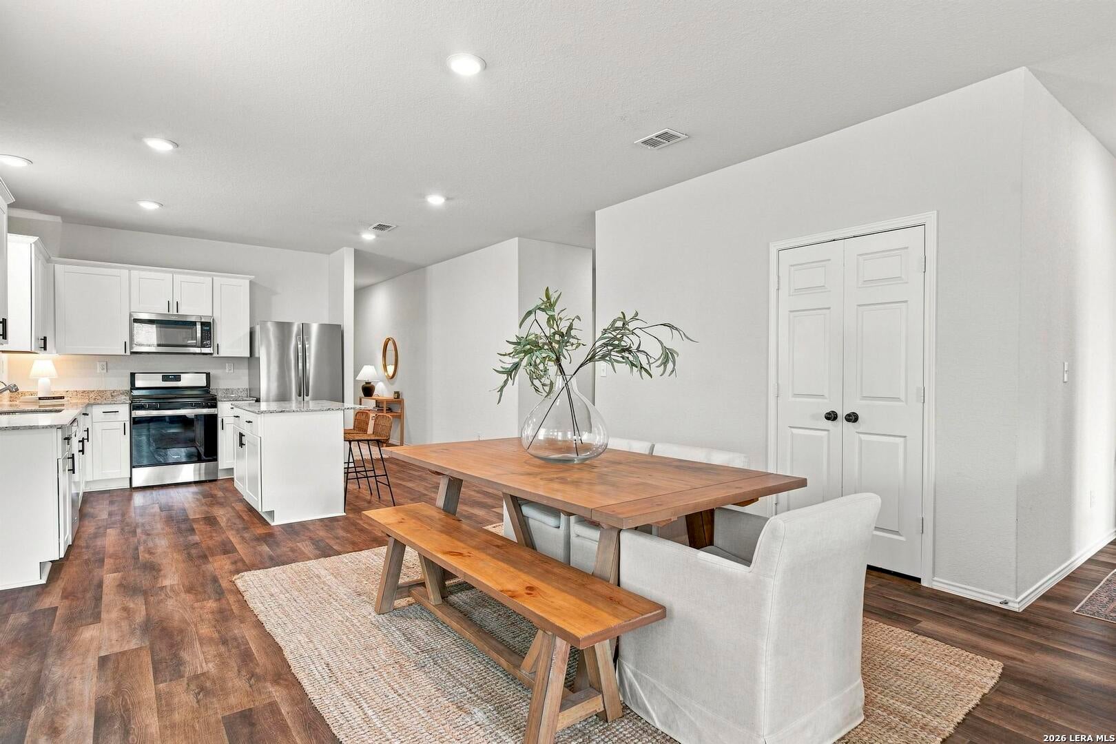 Dining area with open view toward the kitchen