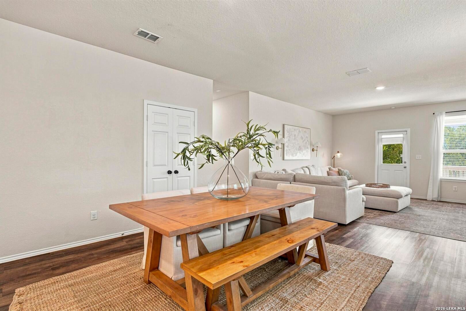 Dining area opening into the living room
